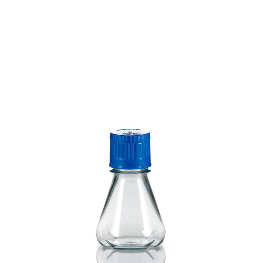 TriForest FBC0125S, 125ml Polycarbonate Erlenmeyer Culture Flask, Baffled Base, Membrane Vented Duo Cap, Sterile