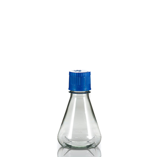 TriForest FBC0250S, 250ml Polycarbonate Erlenmeyer Culture Flask, Baffled Base, Membrane Vented Duo Cap, Sterile