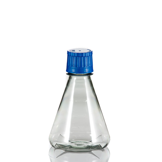 TriForest FBC1000S, 1000ml Polycarbonate Erlenmeyer Culture Flask, Baffled Base, Membrane Vented Duo Cap, Sterile