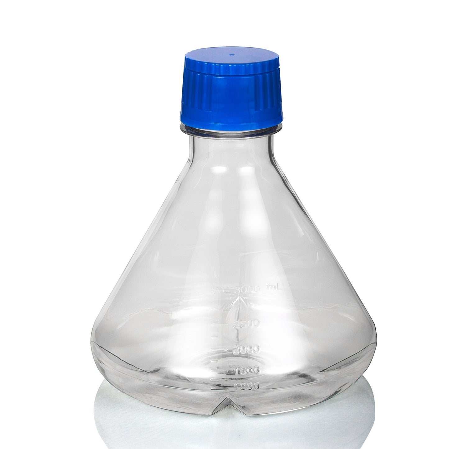 TriForest FBC3000S, 3000ml Polycarbonate Erlenmeyer Culture Flask, Baffled Base, Membrane Vented Duo Cap, Sterile
