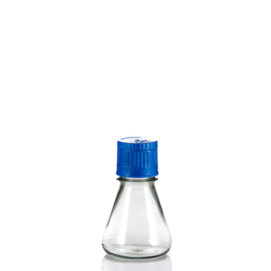 TriForest FPC0125S, 125ml Polycarbonate Erlenmeyer Culture Flask, Flat Base, Membrane Vented Duo Cap, Sterile