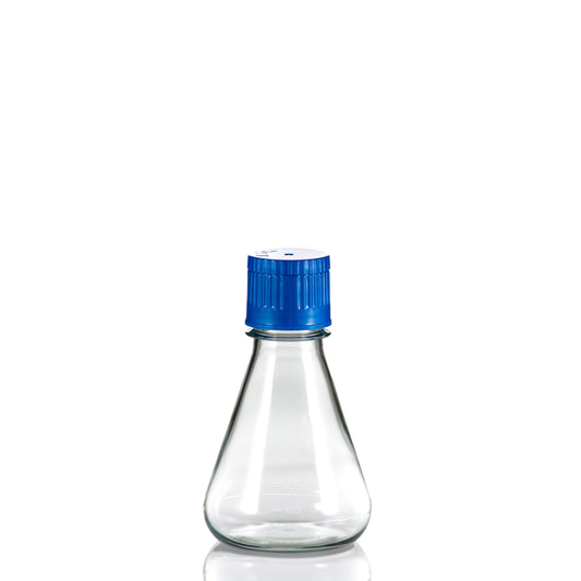 TriForest FPC0250S, 250ml Polycarbonate Erlenmeyer Culture Flask, Flat Base, Membrane Vented Duo Cap, Sterile