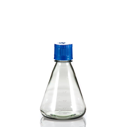 TriForest FPC0500S, 500ml Polycarbonate Erlenmeyer Culture Flask, Flat Base, Membrane Vented Duo Cap, Sterile