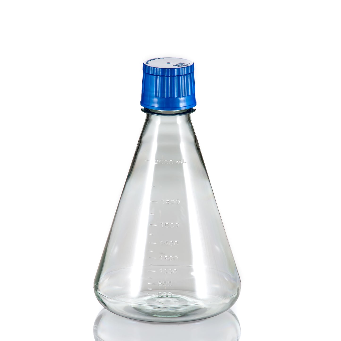 TriForest FPC2000S, 2000ml Polycarbonate Erlenmeyer Culture Flask, Flat Base, Membrane Vented Duo Cap, Sterile