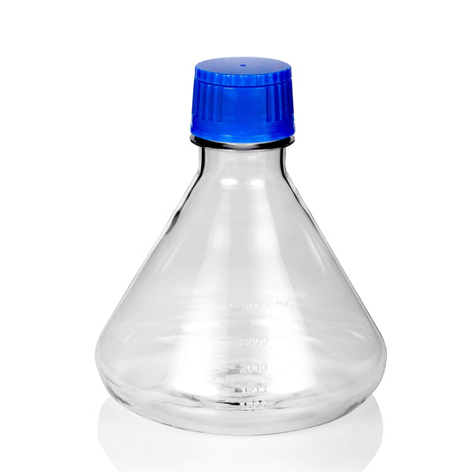TriForest FPC3000S, 3000ml Polycarbonate Erlenmeyer Culture Flask, Flat Base, Membrane Vented Duo Cap, Sterile