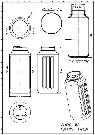 TriForest WPC1000C, 1000ml Polycarbonate Centrifuge Flask/Wide Mouth Bottle, Standard Cap