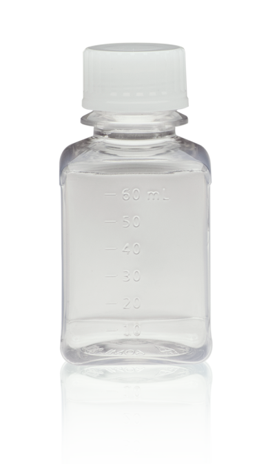 TriForest PGC0060MS, 60ml PETG Square Media Bottle, Sterile, Medical Grade