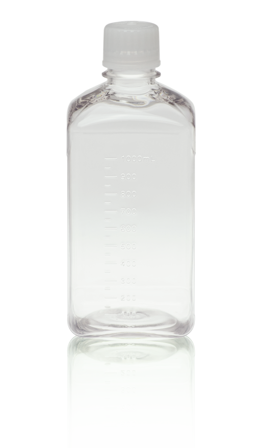 TriForest PGC1000MS, 1000ml PETG Square Media Bottle, Sterile, Medical Grade