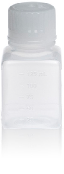 TriForest PPP0125-C, 125ml Polypropylene (PP) Square Media Bottle, Standard Cap, Non-Sterile