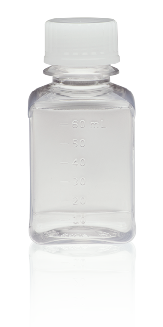 TriForest PTC0060S, 60ml PET Square Media Bottle, FDA Grade