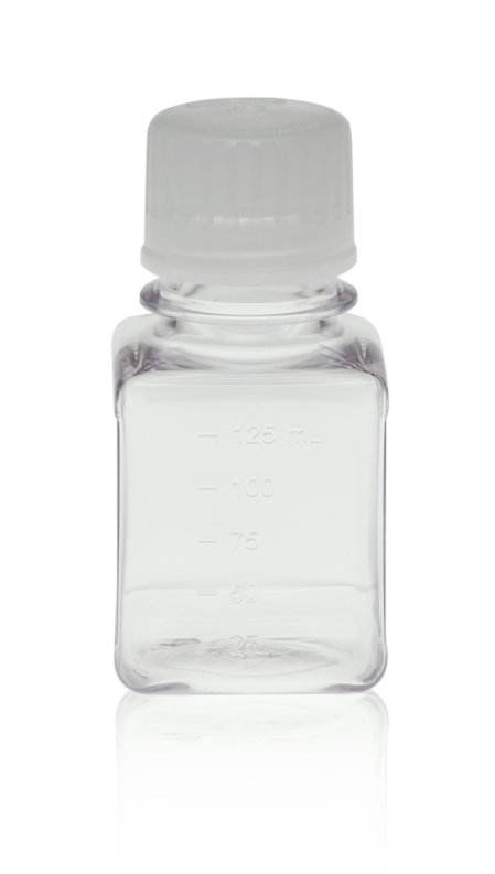 TriForest PTC0125S, 125ml PET Square Media Bottle, FDA Grade