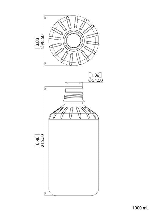 TriForest RPC1000C, 1000ml Round Polycarbonate Bottle, Standard Cap