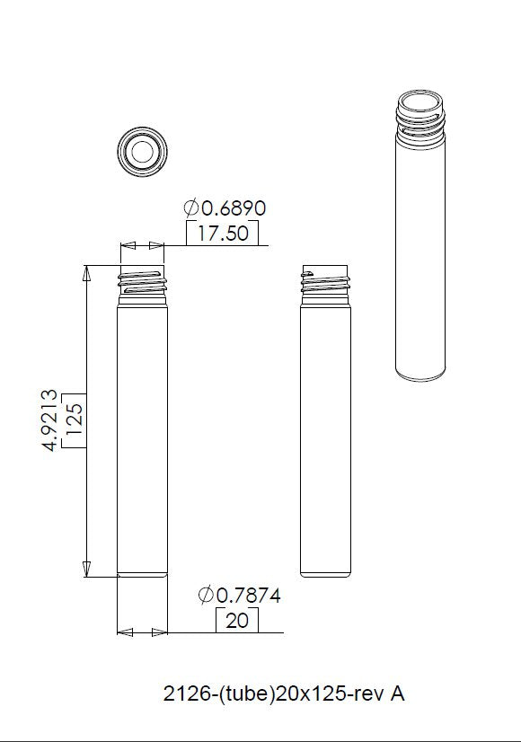 TriForest TPC20125, 20x125mm Polycarbonate Culture Tube, Standard Cap, 900ct